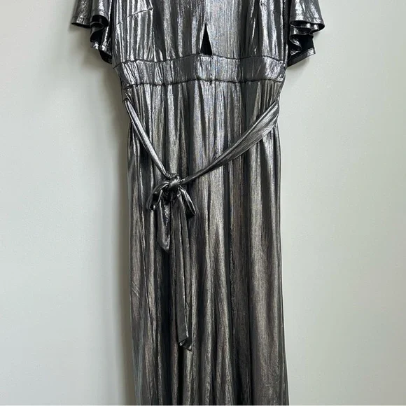 Refinery29 x ELOQUII disco hipster Party Silver Metallic V-Neck Jumpsuit R29 14 - Picture 12 of 16